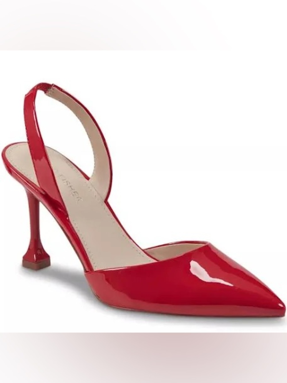 Marc Fisher Red Patent Pointed-Toe Slingback Heel
